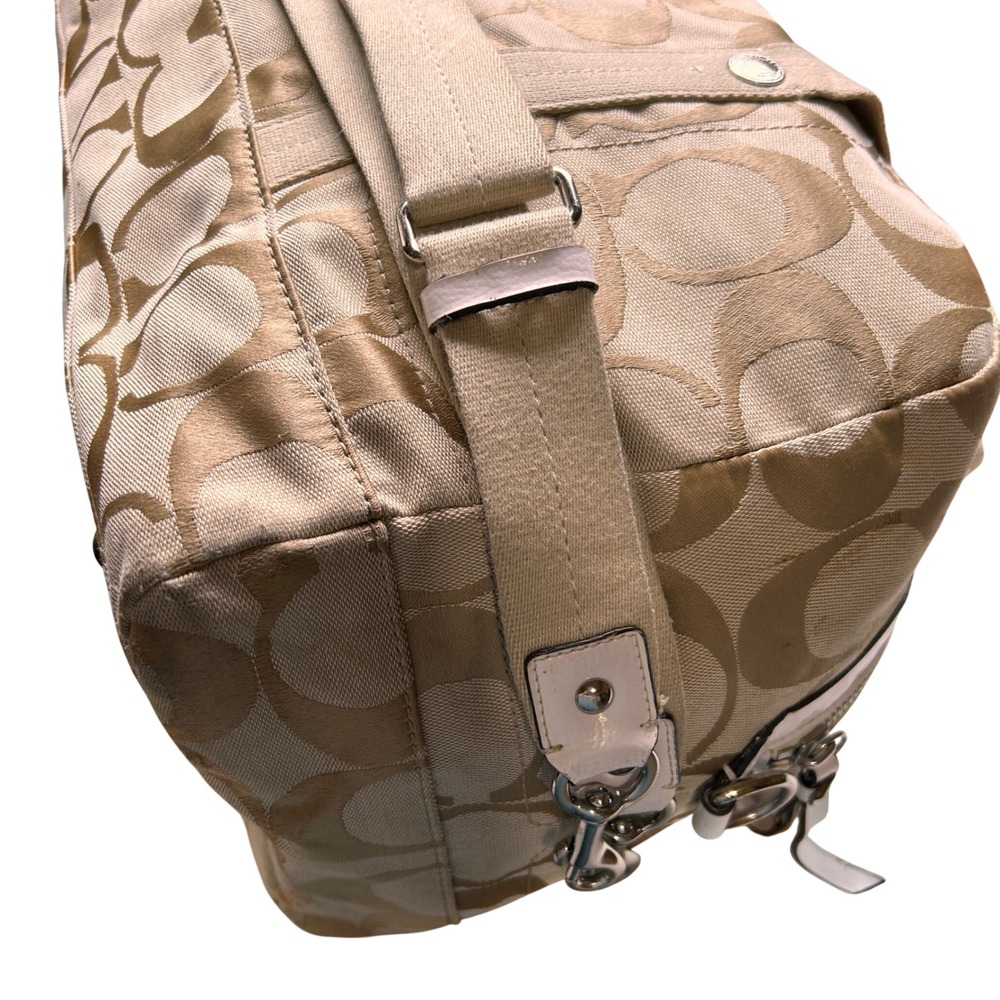 Coach Duffle Bag Large Gold Khaki Signature Jacquard Weekender Travel Bag - Picture 10 of 16